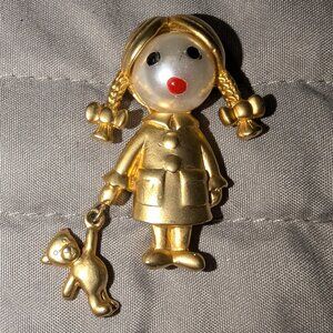 Unsigned Bijoux Stern Paris France Figural Girl Charm Brooch Pin 4430